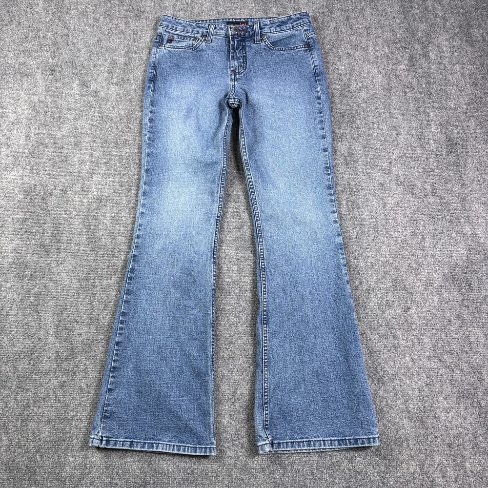 Vintage Authentic LEI Womens Flare Jeans Size 5 Mid Rise Blue Stretch Denim Y2K